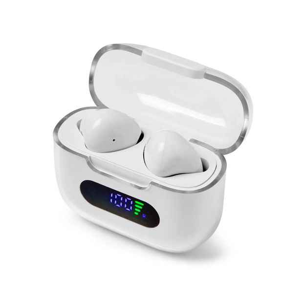 True Wireless Earphones With LED Display, White - Anko