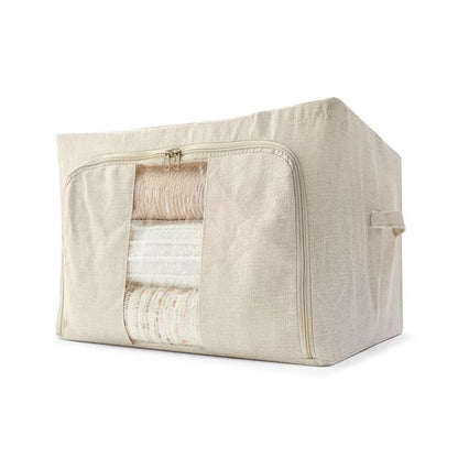 Linen Look Collapsible Box with Window, Large, Beige - Anko
