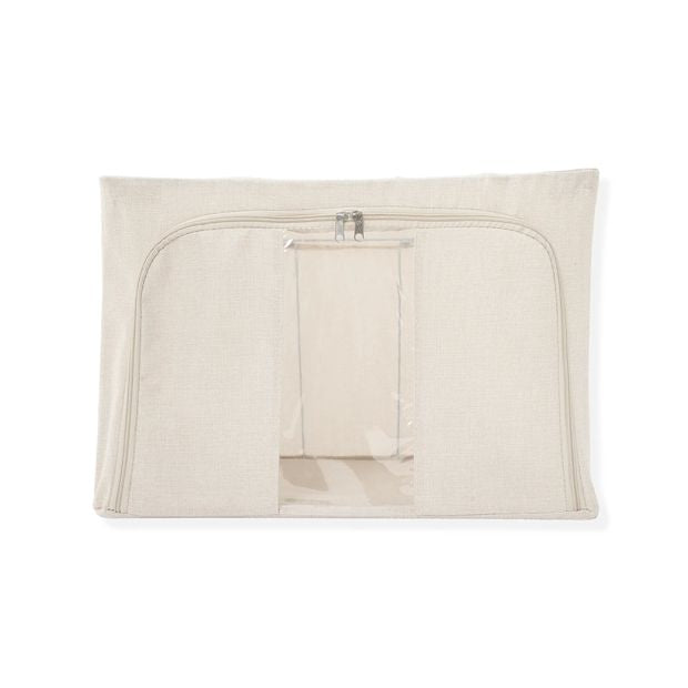 Linen Look Collapsible Box with Window, Large, Beige - Anko