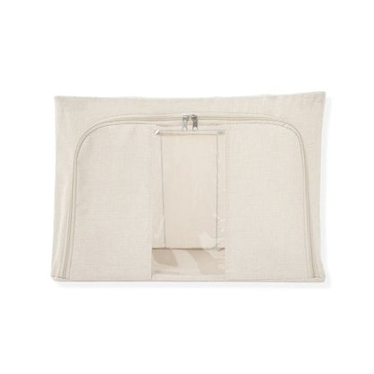 Linen Look Collapsible Box with Window, Large, Beige - Anko