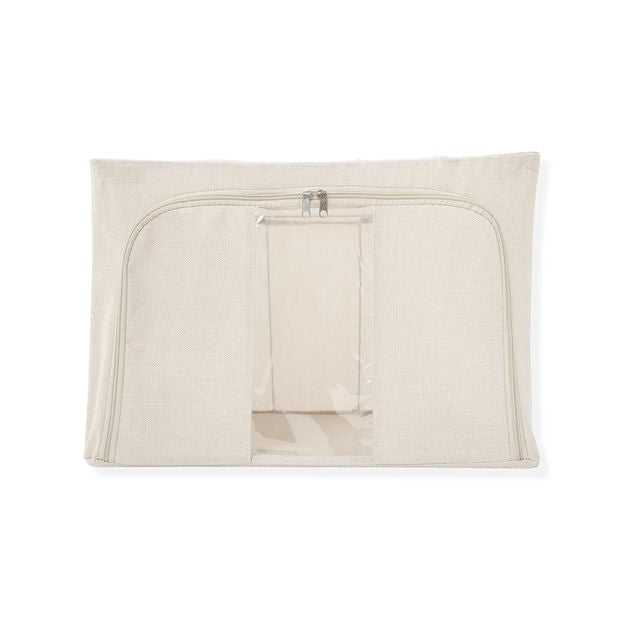 Linen Look Collapsible Box with Window, Large, Beige - Anko