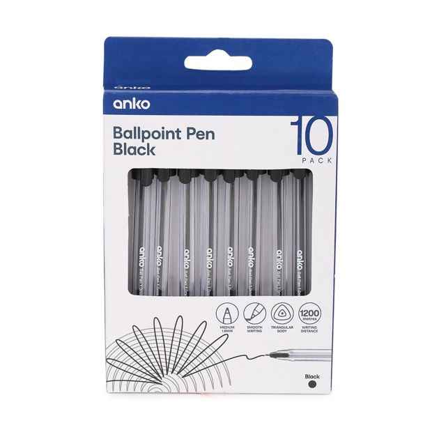 Black Ballpoint Pens, 10-Pack