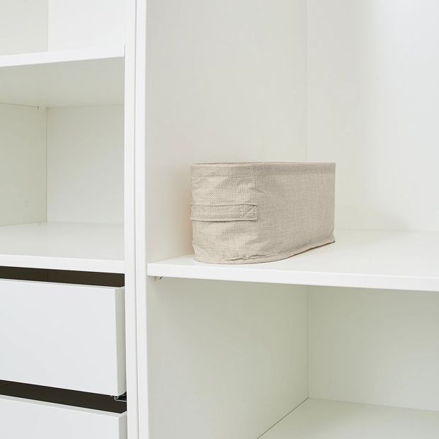 Linen Look Open Storage Box, Narrow, Beige - Anko