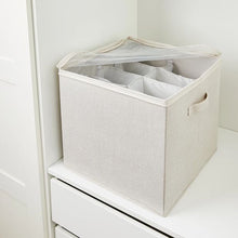 Linen Look Storage Box with Dividers, Beige - Anko