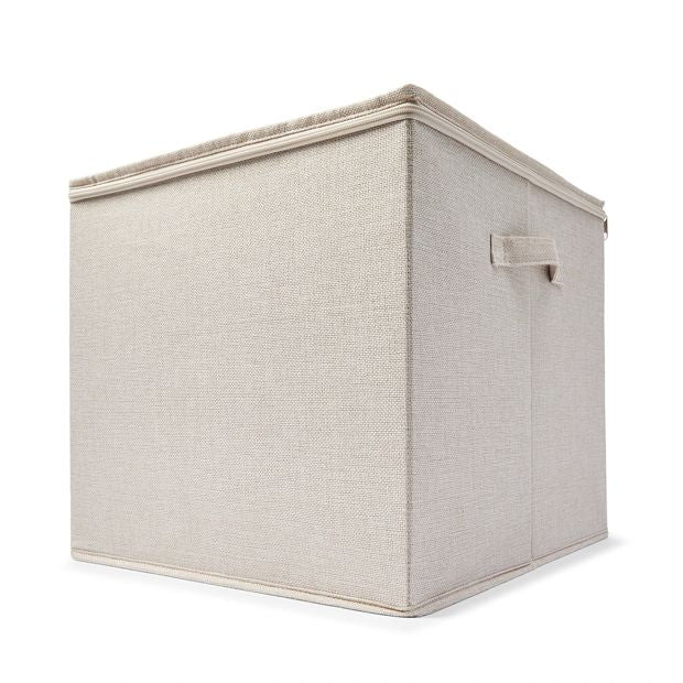 Linen Look Storage Box with Dividers, Beige - Anko