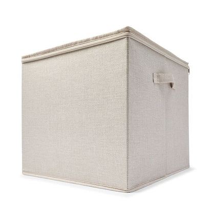 Linen Look Storage Box with Dividers, Beige - Anko