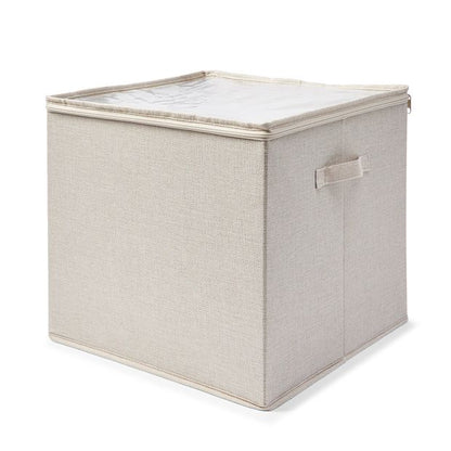 Linen Look Storage Box with Dividers, Beige - Anko