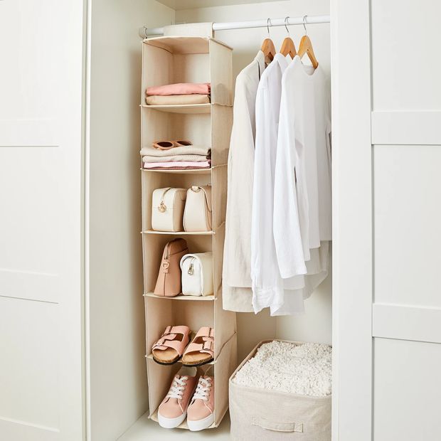 Hanging Organiser, 6 Shelf Linen Look  - Anko