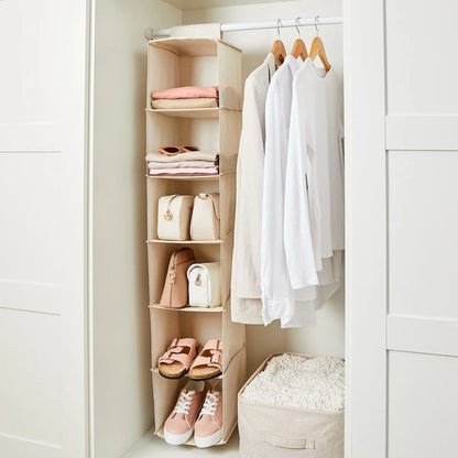 Hanging Organiser, 6 Shelf Linen Look  - Anko