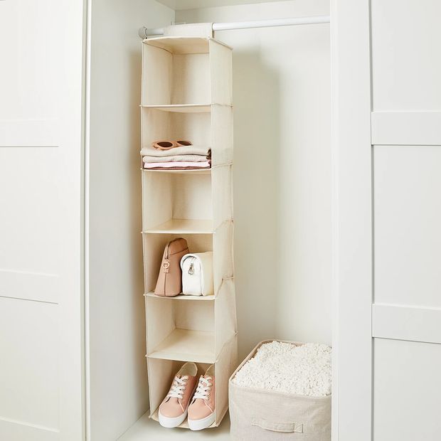 Hanging Organiser, 6 Shelf Linen Look - Anko