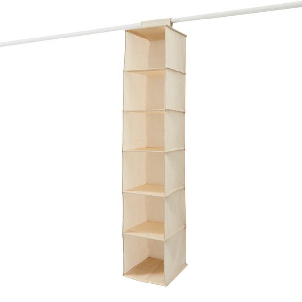 Hanging Organiser, 6 Shelf Linen Look  - Anko