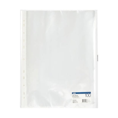 100 Pack A4 Sheet Protectors, Clear - Anko