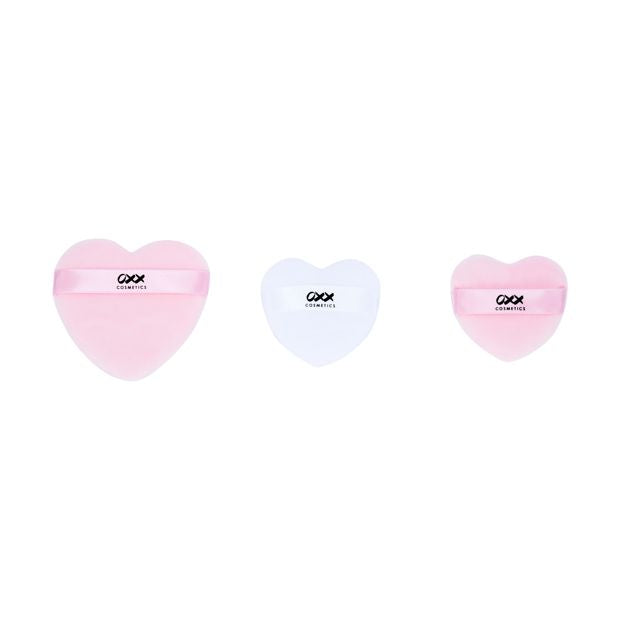 3 Piece Heart Powder Puffs - OXX Cosmetics