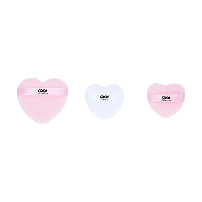 3 Piece Heart Powder Puffs - OXX Cosmetics