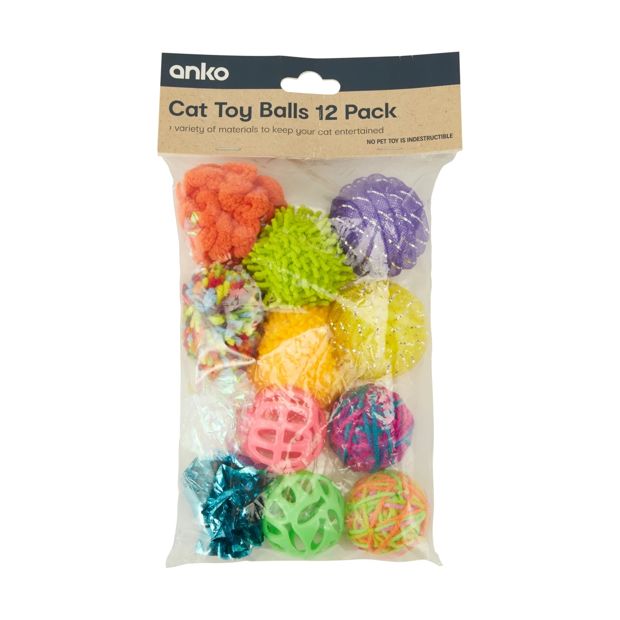 12 Pack Cat Toy Balls - Anko