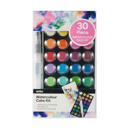 30 Piece Watercolour Paint Set with Brush