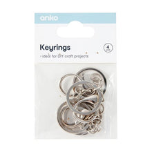 4 Pack Keyrings, Silver Look - Anko