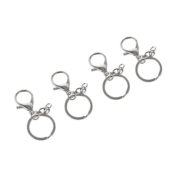 4 Pack Keyrings, Silver Look - Anko