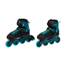 Inline Skates, Black and Teal, Size 5 to 7 - Anko