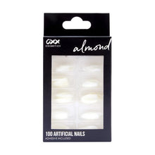 100 Pack Artificial Nails with Adhesive, Almond Shape, Clear - OXX Cosmetics