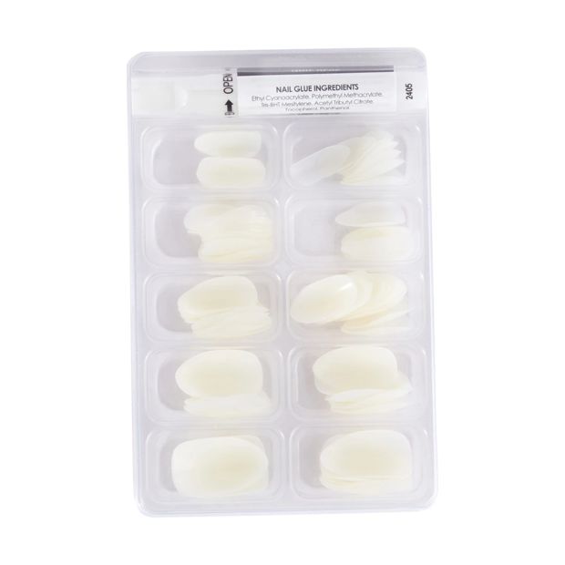 100 Pack Artificial Nails with Adhesive, Almond Shape, Clear - OXX Cosmetics