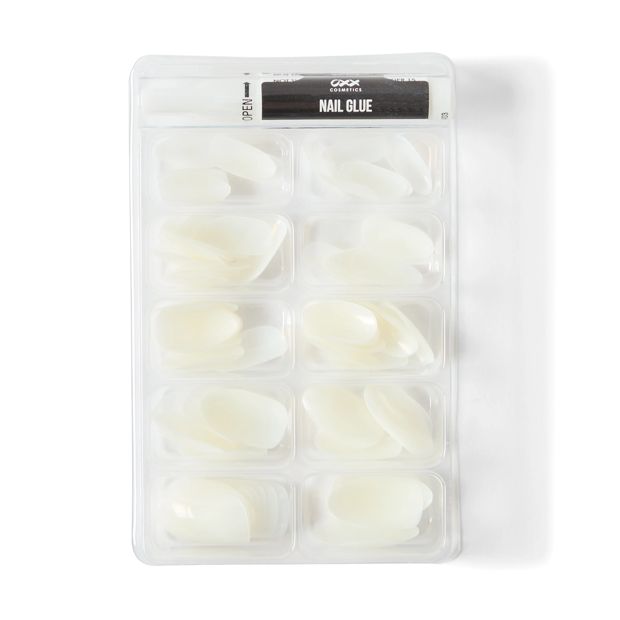 100 Pack Artificial Nails with Adhesive, Almond Shape, Clear - OXX Cosmetics