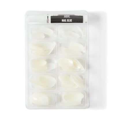 100 Pack Artificial Nails with Adhesive, Almond Shape, Clear - OXX Cosmetics