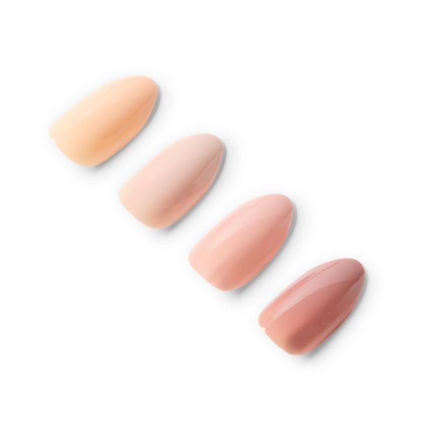 100 Pack Artificial Nails with Adhesive, Almond Shape, Nude - OXX Cosmetics