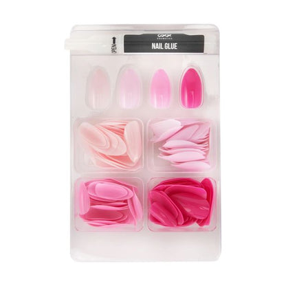 100 Pack Artificial Nails with Adhesive, Almond Shape, Pink - OXX Cosmetics