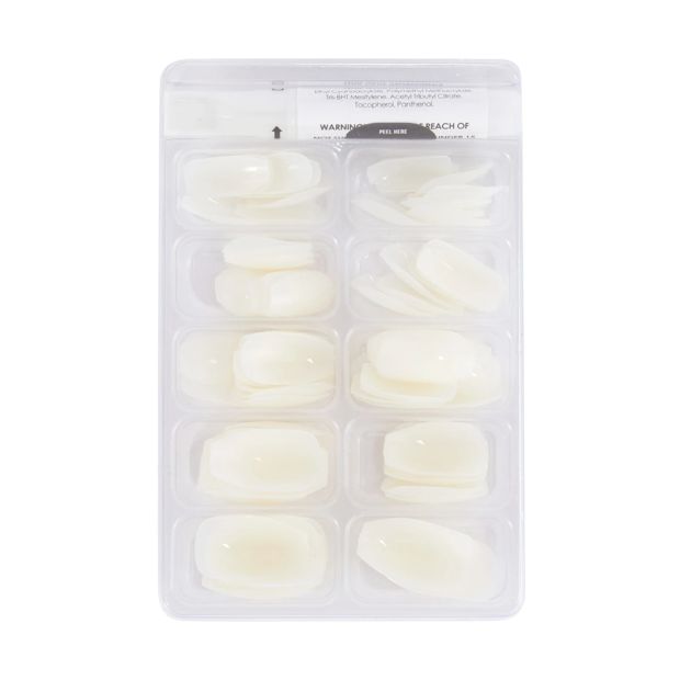 100 Pack Artificial Nails with Adhesive, Coffin Shape, Clear - OXX Cosmetics