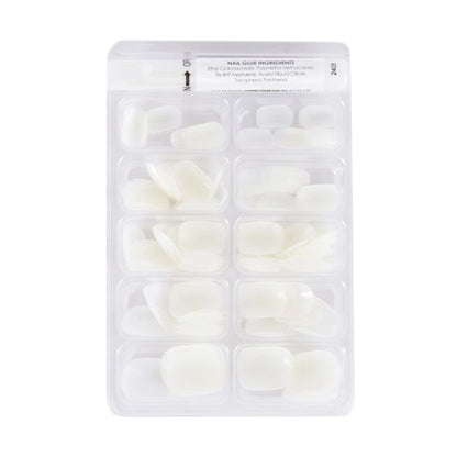 100 Pack Artificial Nails with Adhesive, Short Square Shape, Clear - OXX Cosmetics