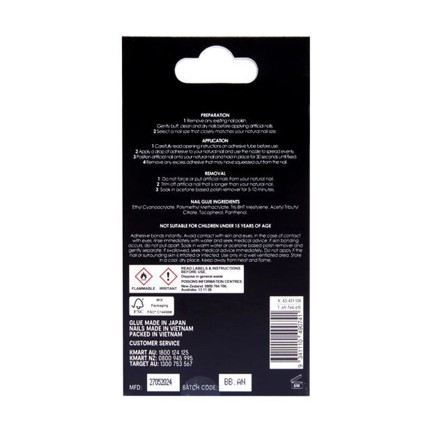 100 Pack Artificial Nails with Adhesive, Short Square Shape, French Tip - OXX Cosmetics