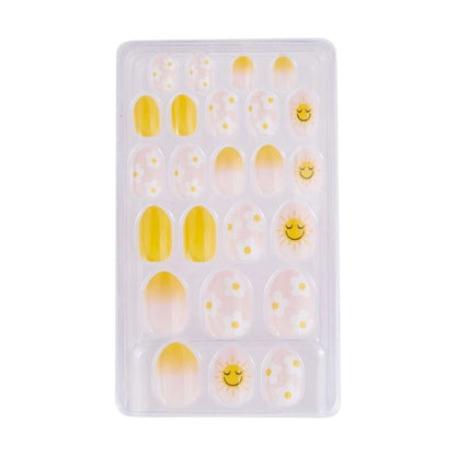 24 Pack Kids Pre-Glued Stick-On Nails, Sunshine and Daisies - OXX Junior