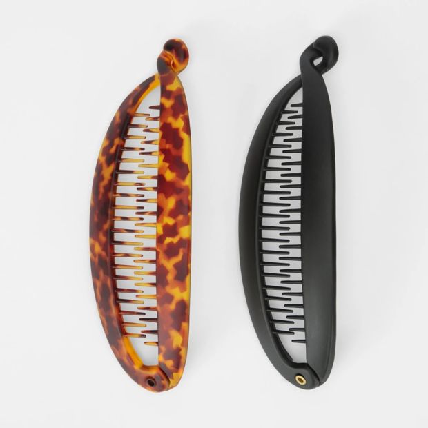 Tort and Black Banana Hair Clips, 2 Pack - OXX Haircare