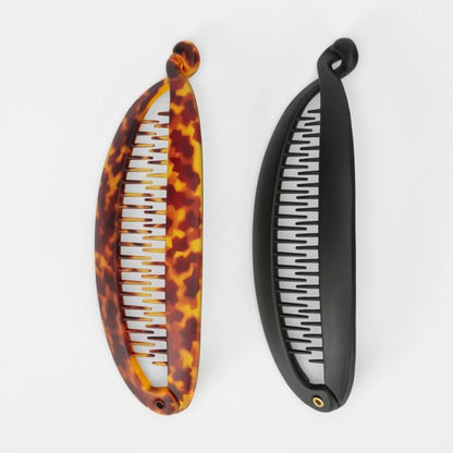 Tort and Black Banana Hair Clips, 2 Pack - OXX Haircare