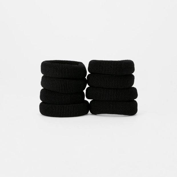 8 Pack Ponytailers, Black, Extra Large Thick - OXX Haircare