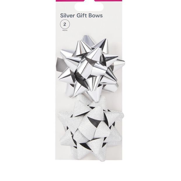 2 Piece Gift Bows, Silver Look - Anko