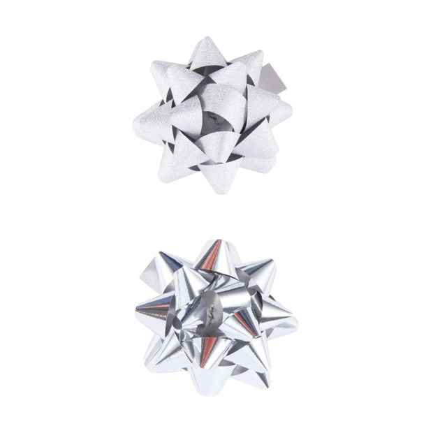 2-Piece Decorative Gift Bows, Silver Finish