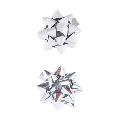 2-Piece Decorative Gift Bows, Silver Finish