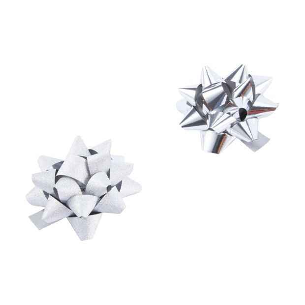 2-Piece Decorative Gift Bows, Silver Finish