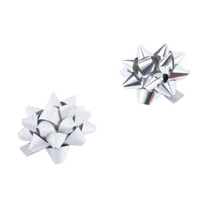 2-Piece Decorative Gift Bows, Silver Finish