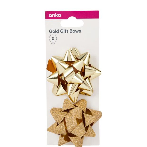 2 Piece Gift Bows, Gold Look - Anko