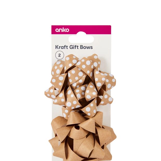 2 Piece Gift Bows, Kraft - Anko