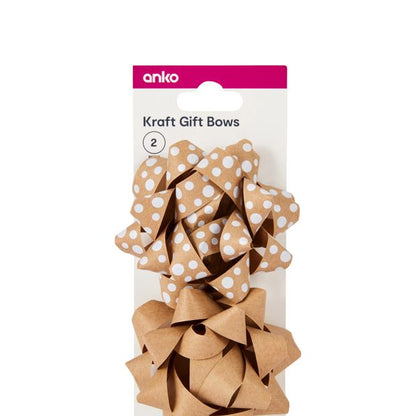 2 Piece Gift Bows, Kraft - Anko