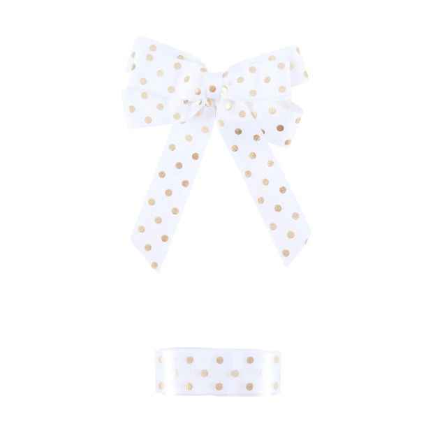 2 Piece Fabric Bow and Ribbon Set, Gold Dot - Anko