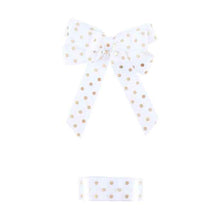 2 Piece Fabric Bow and Ribbon Set, Gold Dot - Anko