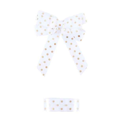 2 Piece Fabric Bow and Ribbon Set, Gold Dot - Anko