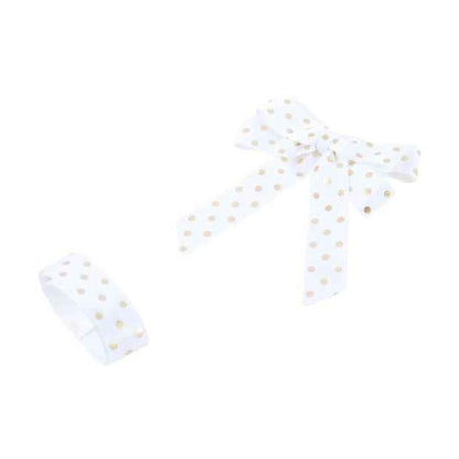 2 Piece Fabric Bow and Ribbon Set, Gold Dot - Anko