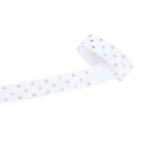 2 Piece Fabric Bow and Ribbon Set, Gold Dot - Anko