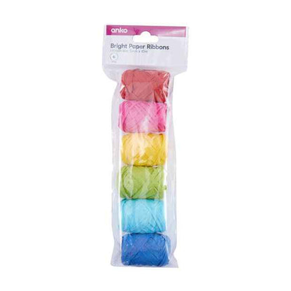 6 Piece Paper Ribbons, Bright - Anko